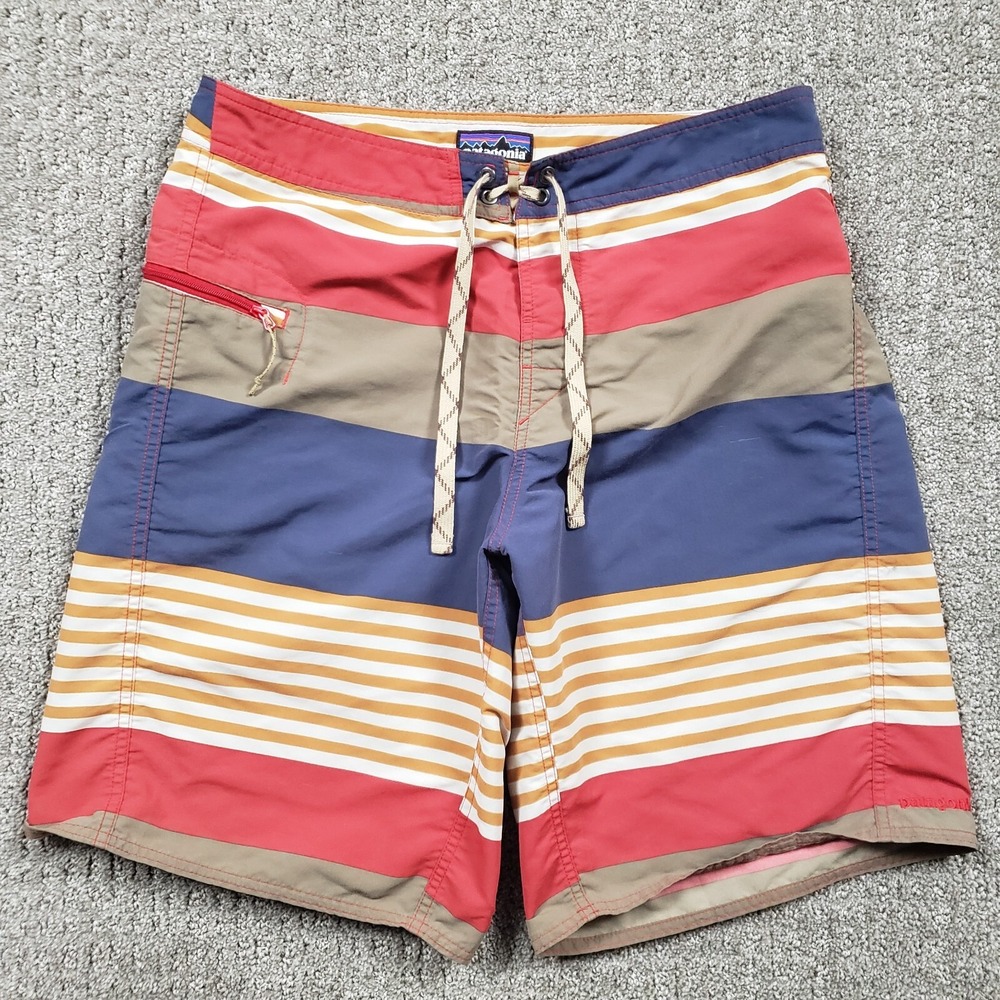 Patagonia Wavefarer Board Shorts Mens 34 Fitz Stripe Ash Tan Surf Gorpcore